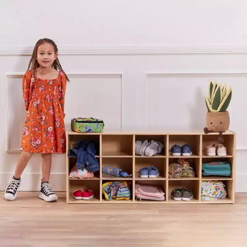 ECR4Kids Streamline - Mobiletto a 15 Scomparti con 15 Contenitori a Cesto, 3x5, Mobili per Bambini