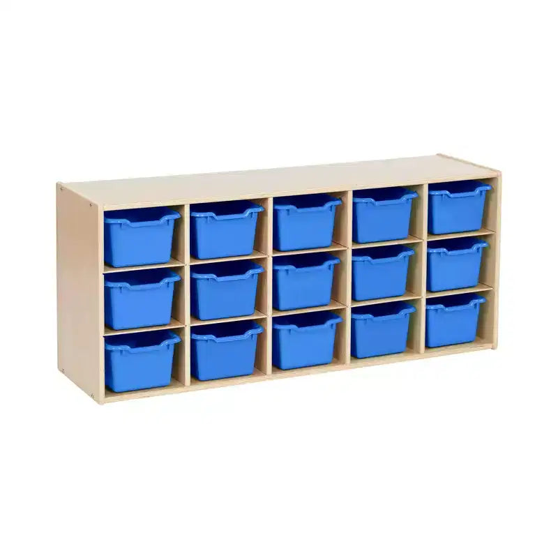ECR4Kids Streamline - Mobiletto a 15 Scomparti con 15 Contenitori a Cesto, 3x5, Mobili per Bambini