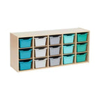 ECR4Kids Streamline - Mobiletto a 15 Scomparti con 15 Contenitori a Cesto, 3x5, Mobili per Bambini