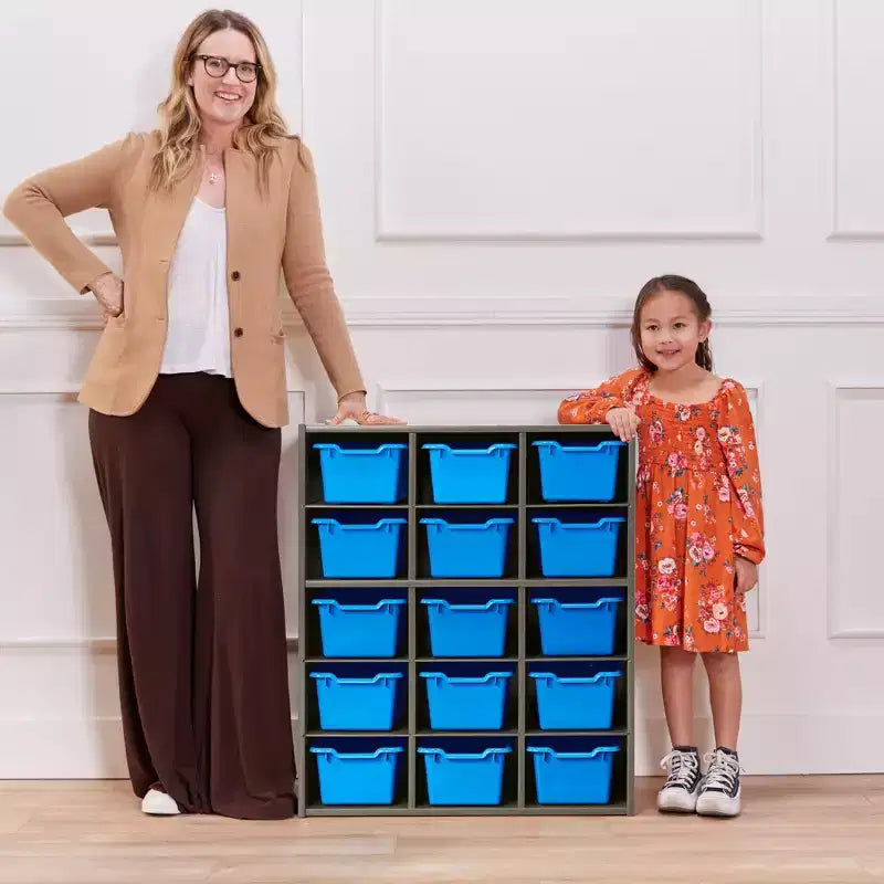 Mobile a 15 Scomparti ECR4Kids Streamline e 15 Contenitori con Apertura Frontale, 5x3, Mobili per Bambini