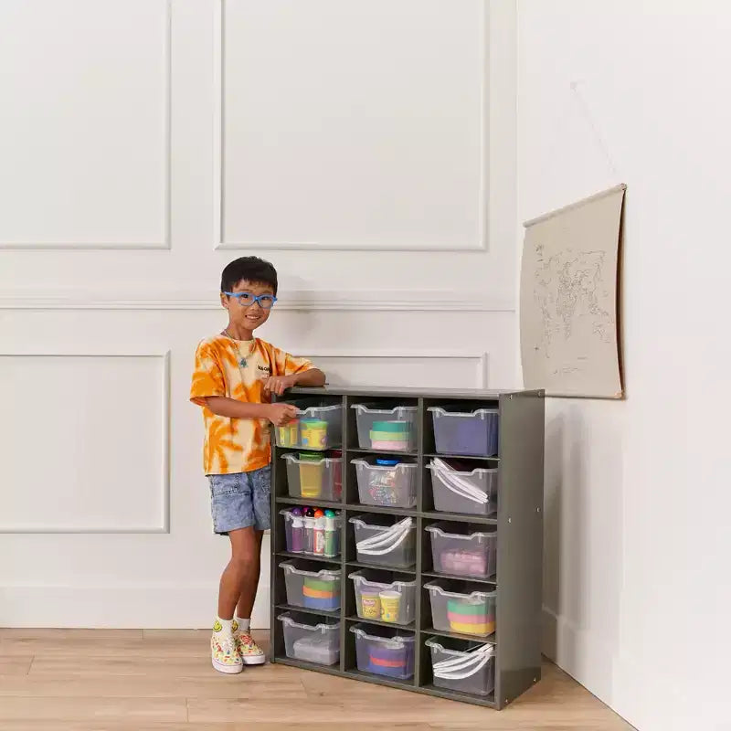 Mobile a 15 Scomparti ECR4Kids Streamline e 15 Contenitori con Apertura Frontale, 5x3, Mobili per Bambini