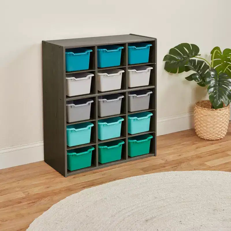 Mobile a 15 Scomparti ECR4Kids Streamline e 15 Contenitori con Apertura Frontale, 5x3, Mobili per Bambini