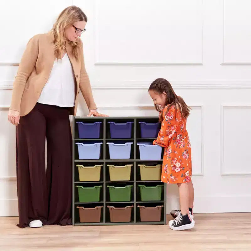 Mobile a 15 Scomparti ECR4Kids Streamline e 15 Contenitori con Apertura Frontale, 5x3, Mobili per Bambini