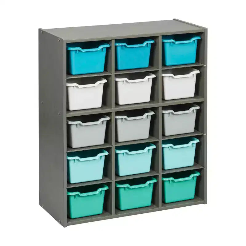 Mobile a 15 Scomparti ECR4Kids Streamline e 15 Contenitori con Apertura Frontale, 5x3, Mobili per Bambini