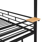 Letto a castello in metallo da una piazza e mezza, lettino in metallo con scivolo e scale contenitore con scivolo nero