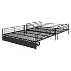 Letto a castello in metallo Full XL sopra Queen con 2 cassetti, telaio letto a castello resistente per bambini, ragazzi e adulti
