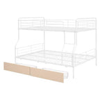 Letto a castello in metallo Full XL sopra Queen con 2 cassetti, telaio letto a castello resistente per bambini, ragazzi e adulti