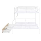Letto a castello in metallo Full XL sopra Queen con 2 cassetti, telaio letto a castello resistente per bambini, ragazzi e adulti