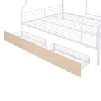 Letto a castello in metallo Full XL sopra Queen con 2 cassetti, telaio letto a castello resistente per bambini, ragazzi e adulti