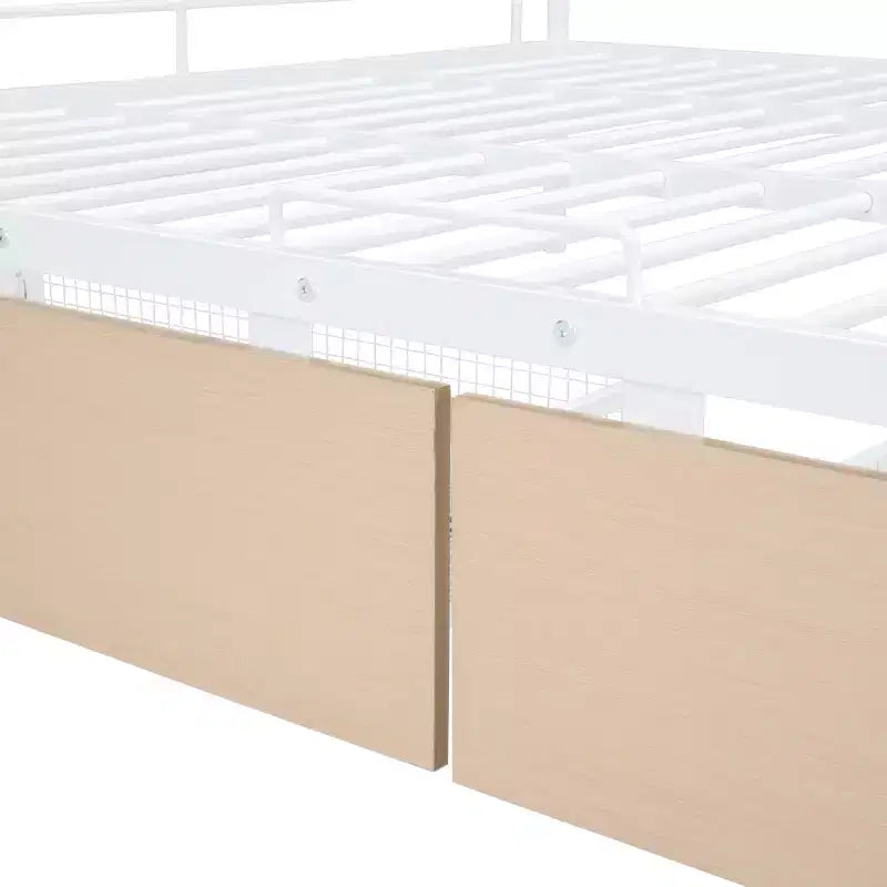 Letto a castello in metallo Full XL sopra Queen con 2 cassetti, telaio letto a castello resistente per bambini, ragazzi e adulti