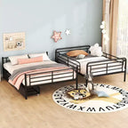 Letto a castello in metallo Full XL sopra Queen con 2 cassetti, telaio letto a castello resistente per bambini, ragazzi e adulti