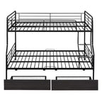 Letto a castello in metallo Full XL sopra Queen con 2 cassetti, telaio letto a castello resistente per bambini, ragazzi e adulti