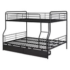 Letto a castello in metallo Full XL sopra Queen con 2 cassetti, telaio letto a castello resistente per bambini, ragazzi e adulti