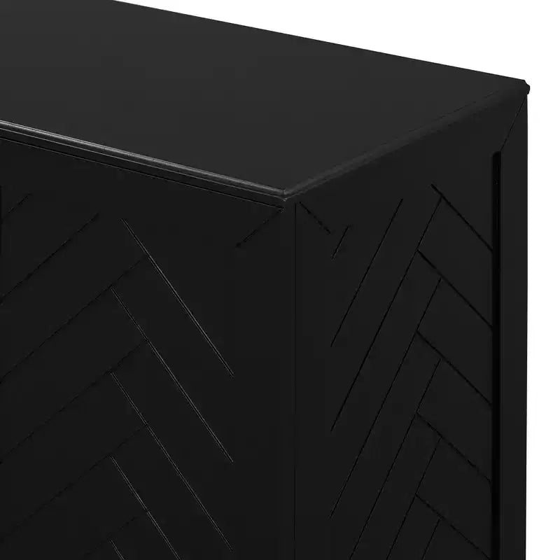 Credenza moderna con ripiani regolabili e maniglie argentate per cucina, sala da pranzo o soggiorno, Nera