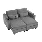 Polibi Divano-chaise longue componibile in velluto a coste con porte USB, portabicchieri, supporto per telefono e contenitore nel bracciolo