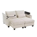 Polibi Divano-chaise longue componibile in velluto a coste con porte USB, portabicchieri, supporto per telefono e contenitore nel bracciolo