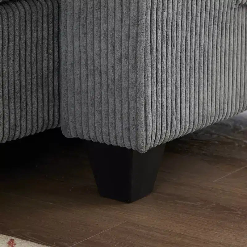 Polibi Divano-chaise longue componibile in velluto a coste con porte USB, portabicchieri, supporto per telefono e contenitore nel bracciolo