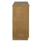 Hostack Credenza a 4 ante con ante in vetro, grande credenza contenitore con ripiani regolabili per cucina e sala da pranzo, pino antico