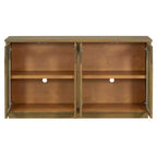 Hostack Credenza a 4 ante con ante in vetro, grande credenza contenitore con ripiani regolabili per cucina e sala da pranzo, pino antico