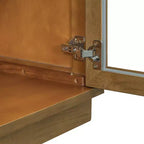 Hostack Credenza a 4 ante con ante in vetro, grande credenza contenitore con ripiani regolabili per cucina e sala da pranzo, pino antico