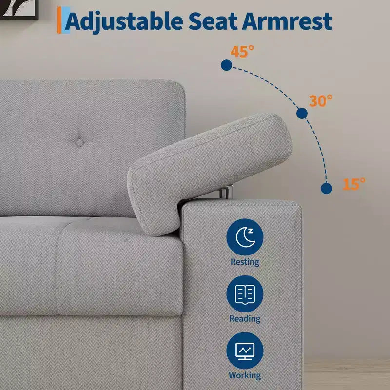 Divano a 3 posti da 85 pollici con seduta profonda e bracciolo regolabile, divano da soggiorno moderno di metà secolo, comodo divano in ciniglia, divani confortevoli per la camera da letto