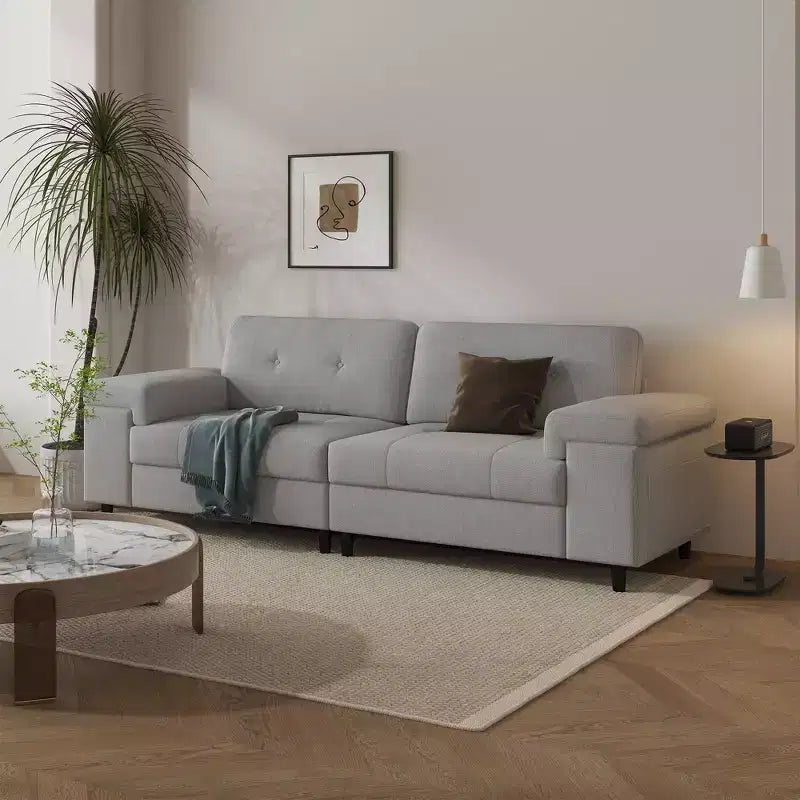 Divano a 3 posti da 85 pollici con seduta profonda e bracciolo regolabile, divano da soggiorno moderno di metà secolo, comodo divano in ciniglia, divani confortevoli per la camera da letto