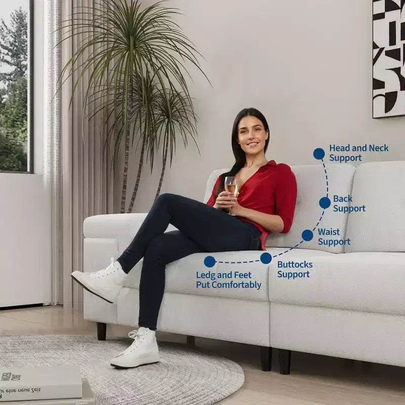 Divano a 3 posti da 85 pollici con seduta profonda e bracciolo regolabile, divano da soggiorno moderno di metà secolo, comodo divano in ciniglia, divani confortevoli per la camera da letto