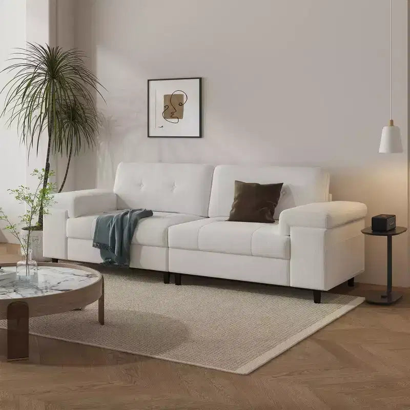 Divano a 3 posti da 85 pollici con seduta profonda e bracciolo regolabile, divano da soggiorno moderno di metà secolo, comodo divano in ciniglia, divani confortevoli per la camera da letto