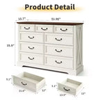 Dyonery Farmhouse Cassettiera per Comò, Cassettiera a 9 Cassetti con Piano in Legno, Organizzatore di Archiviazione Largo 52 per Camera da Letto, Soggiorno, Ingresso
