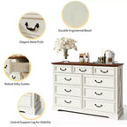 Dyonery Farmhouse Cassettiera per Comò, Cassettiera a 9 Cassetti con Piano in Legno, Organizzatore di Archiviazione Largo 52 per Camera da Letto, Soggiorno, Ingresso