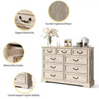 Dyonery Farmhouse Cassettiera per Comò, Cassettiera a 9 Cassetti con Piano in Legno, Organizzatore di Archiviazione Largo 52 per Camera da Letto, Soggiorno, Ingresso