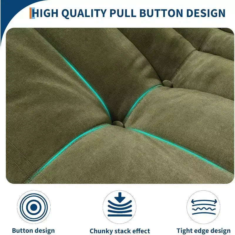 Acekool Poltrona Sacco per Adulti, Divano Singolo in Memory Foam, Tessuto Effetto Scamosciato, Sedia da Pavimento Moderna di Supporto per Soggiorno e Camera da Letto, Verde