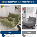 Acekool Poltrona Sacco per Adulti, Divano Singolo in Memory Foam, Tessuto Effetto Scamosciato, Sedia da Pavimento Moderna di Supporto per Soggiorno e Camera da Letto, Verde