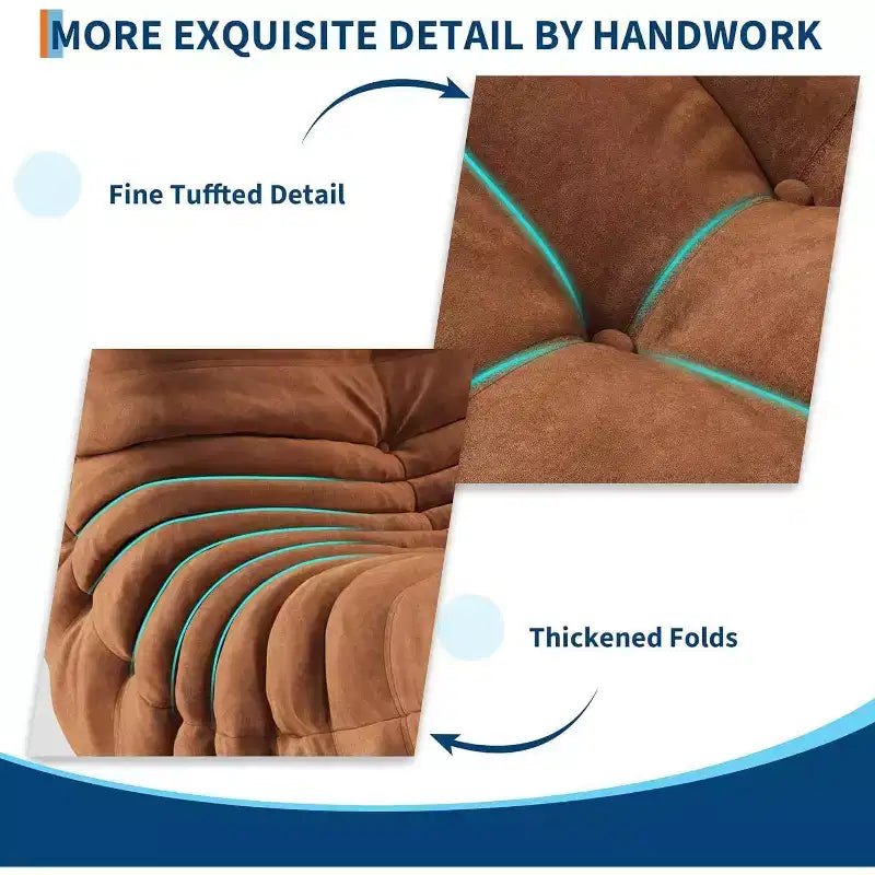 Acekool Poltrona Sacco per Adulti, Divano Singolo in Memory Foam, Tessuto Effetto Scamosciato, Sedia da Pavimento Moderna di Supporto per Soggiorno e Camera da Letto, Verde
