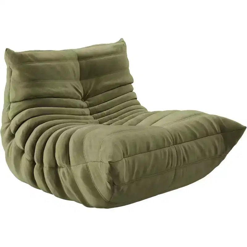 Acekool Poltrona Sacco per Adulti, Divano Singolo in Memory Foam, Tessuto Effetto Scamosciato, Sedia da Pavimento Moderna di Supporto per Soggiorno e Camera da Letto, Verde