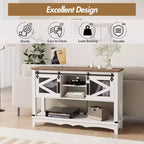 GustoWave 46.5'' Consolle Rustica con Ante Scorrevoli e Mobile Contenitore - Tavolo da Ingresso, Tavolo da Divano per Soggiorno, Bianco
