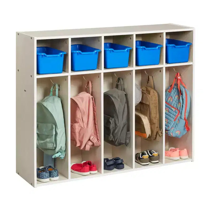 ECR4Kids Streamline Appendiabiti a 5 Scomparti per Bambini e 5 Contenitori Anteriori, Armadietto