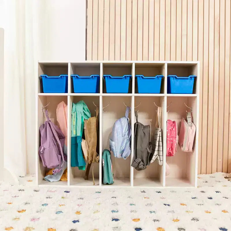 ECR4Kids Streamline Appendiabiti a 5 Scomparti per Bambini e 5 Contenitori Anteriori, Armadietto