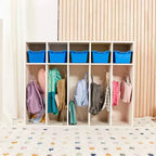 ECR4Kids Streamline Appendiabiti a 5 Scomparti per Bambini e 5 Contenitori Anteriori, Armadietto
