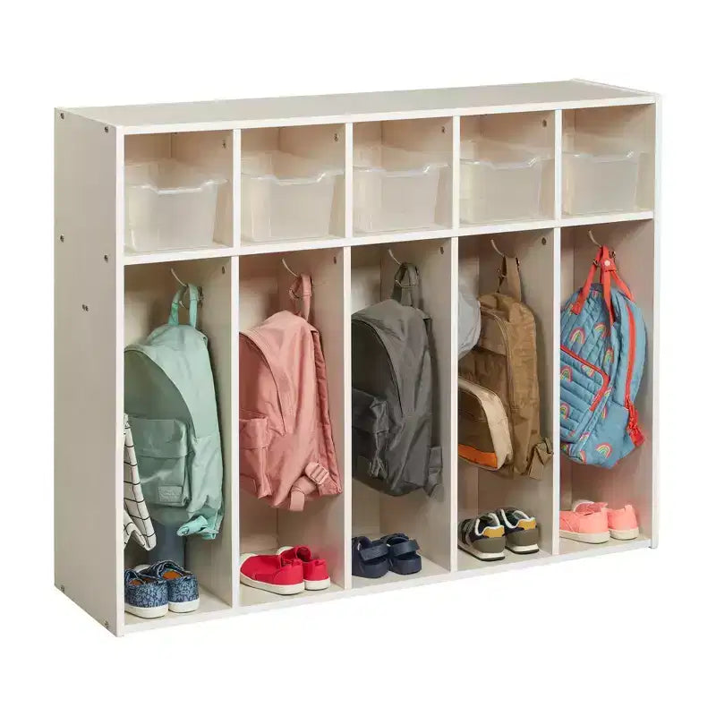 ECR4Kids Streamline Appendiabiti a 5 Scomparti per Bambini e 5 Contenitori Anteriori, Armadietto