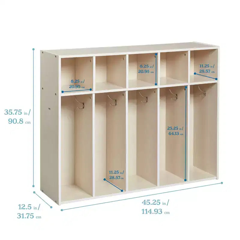 ECR4Kids Streamline Appendiabiti a 5 Scomparti per Bambini e 5 Contenitori Anteriori, Armadietto