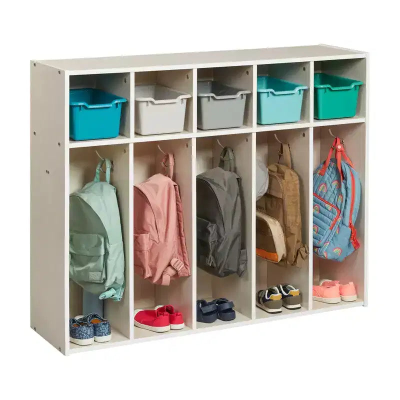 ECR4Kids Streamline Appendiabiti a 5 Scomparti per Bambini e 5 Contenitori Anteriori, Armadietto