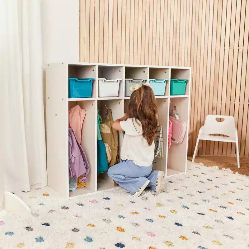ECR4Kids Streamline Appendiabiti a 5 Scomparti per Bambini e 5 Contenitori Anteriori, Armadietto