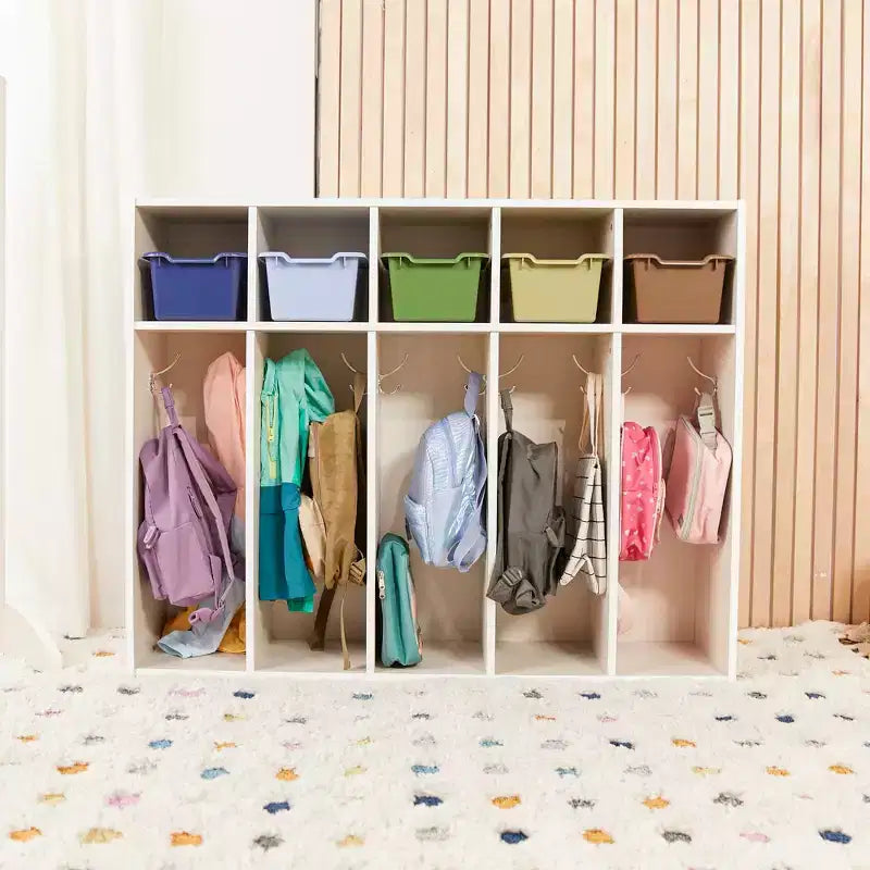 ECR4Kids Streamline Appendiabiti a 5 Scomparti per Bambini e 5 Contenitori Anteriori, Armadietto