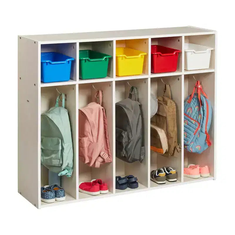 ECR4Kids Streamline Appendiabiti a 5 Scomparti per Bambini e 5 Contenitori Anteriori, Armadietto