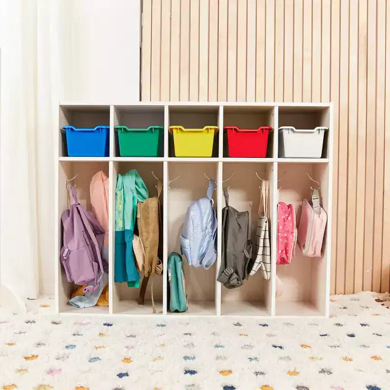 ECR4Kids Streamline Appendiabiti a 5 Scomparti per Bambini e 5 Contenitori Anteriori, Armadietto
