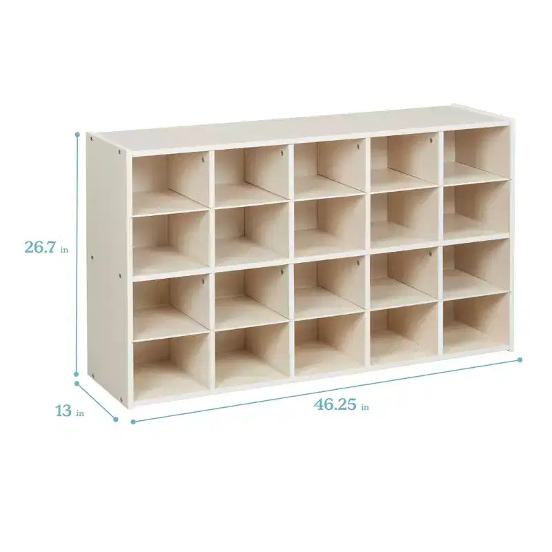 Armadietto a 20 scomparti ECR4Kids Streamline con 20 contenitori frontali a incavo, 4x5, mobili per bambini