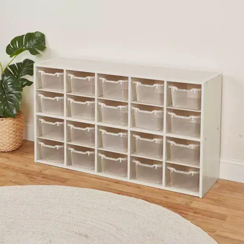 Armadietto a 20 scomparti ECR4Kids Streamline con 20 contenitori frontali a incavo, 4x5, mobili per bambini