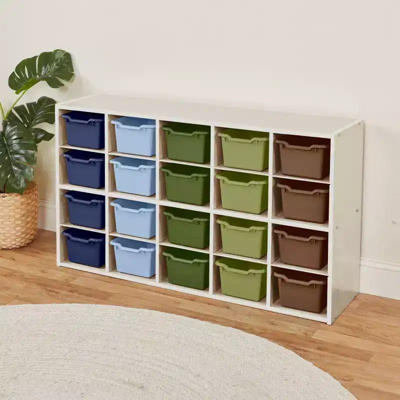 Armadietto a 20 scomparti ECR4Kids Streamline con 20 contenitori frontali a incavo, 4x5, mobili per bambini