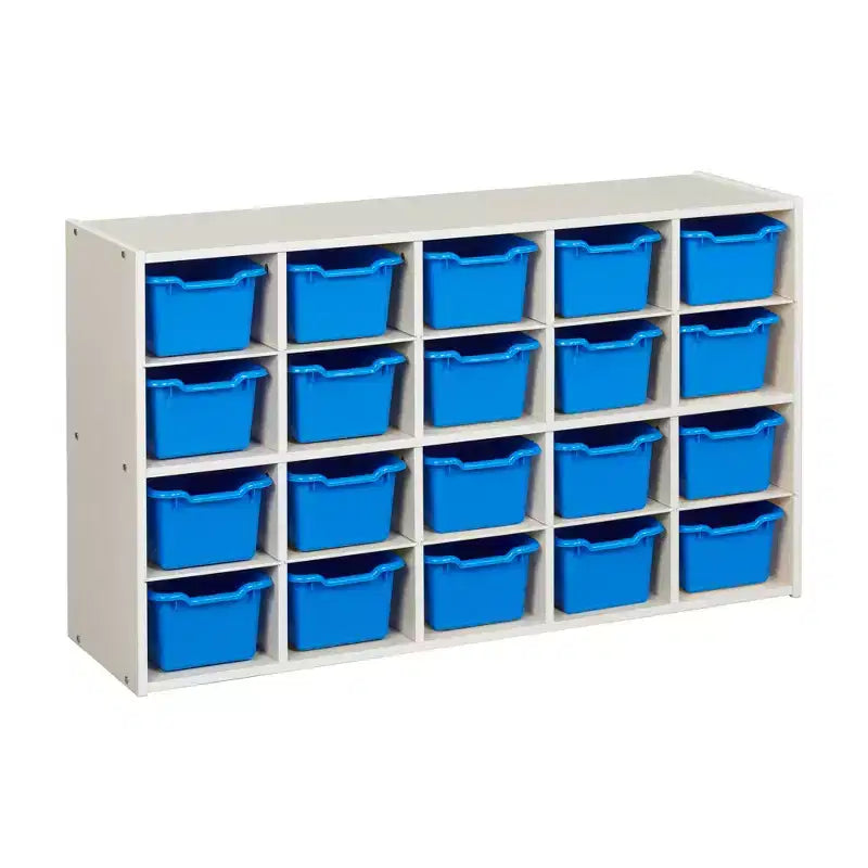 Armadietto a 20 scomparti ECR4Kids Streamline con 20 contenitori frontali a incavo, 4x5, mobili per bambini